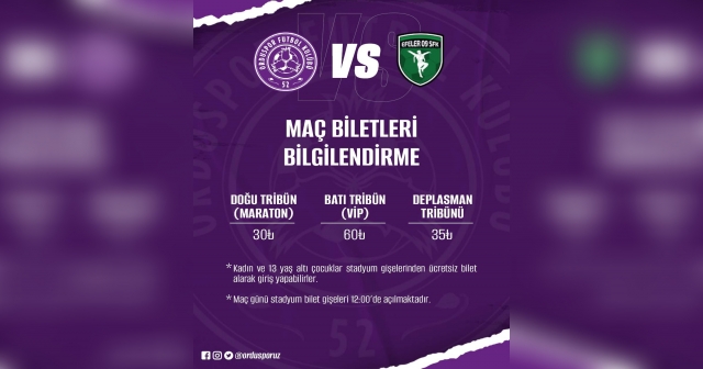 52 Orduspor - Efeler 09 FSK Maçı Bilet Fiyatları Açıklandı!