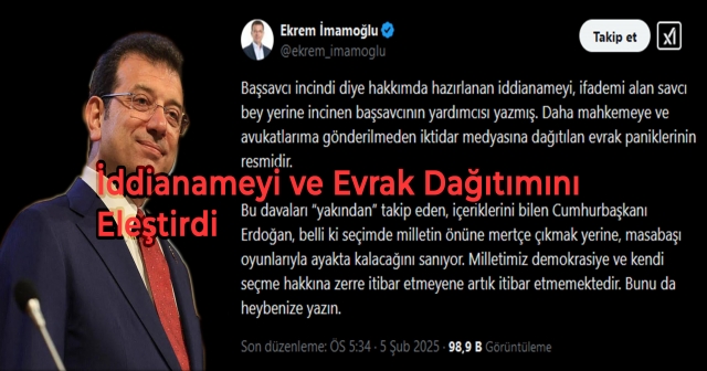 Ekrem İmamoğlu'ndan İddianameye Tepki: "Panik Resmi"