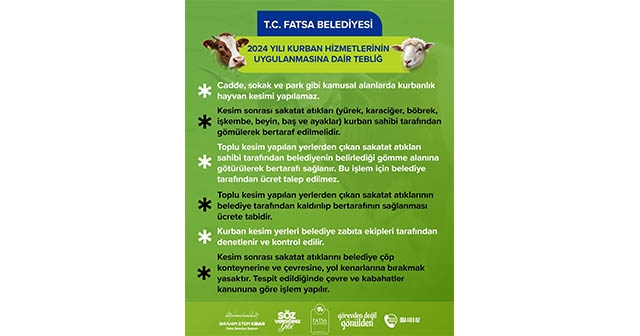 FATSA BELEDİYESİ VATANDAŞLARI UYARDI