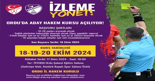 Futbol Aday Hakem Kursu Başlıyor!