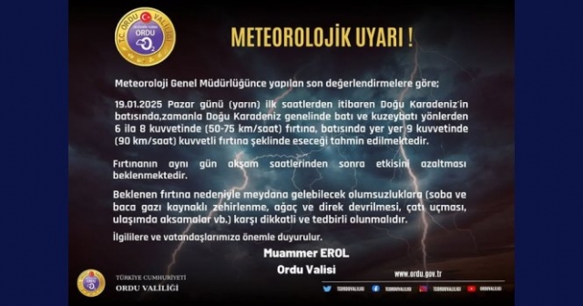 Meteoroloji Genel Müdürlüğü'nden Uyarı