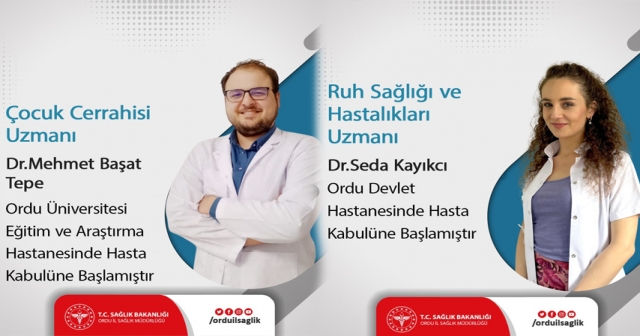 Ordu'ya İki Yeni Uzman Doktor Atandı