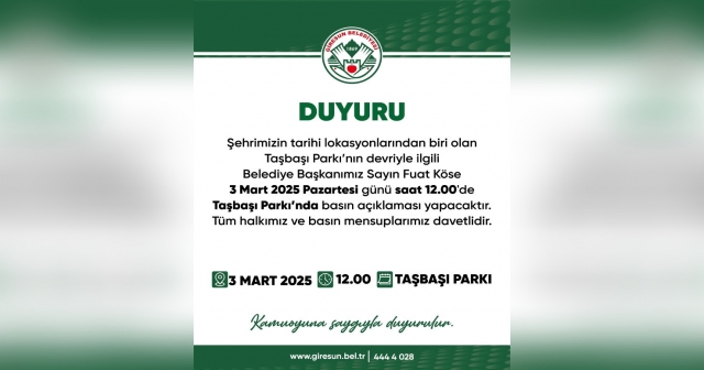 Taşbaşı Parkı Devrine İlişkin Basın Açıklaması