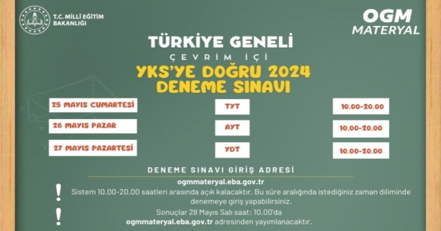 Türkiye geneli çevrim içi deneme sınavı olacak