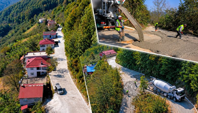 İKİZCE YOĞUNOLUK’TA BETON YOL ÇALIŞMASI
