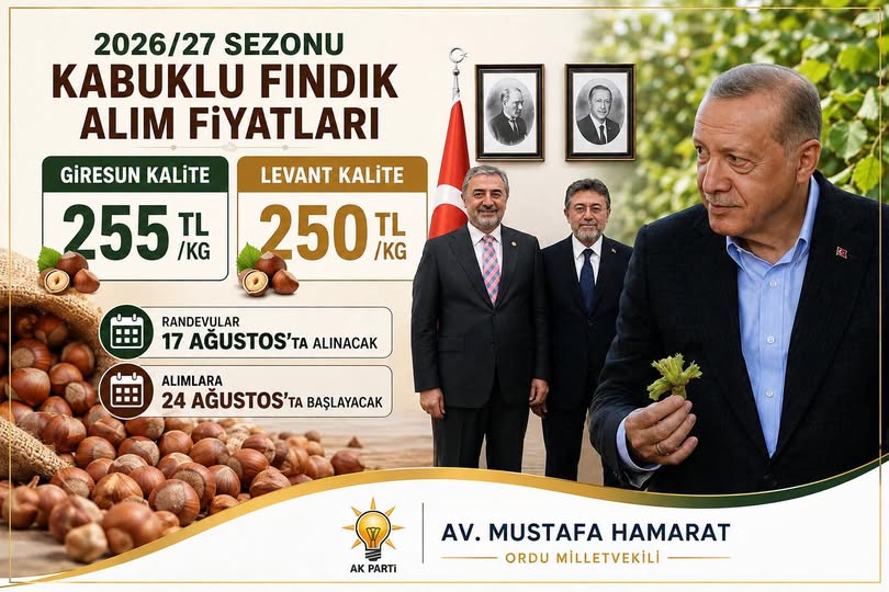 “Ordu’muza, Fındık Üreticimize Hayırlı Olsun”
